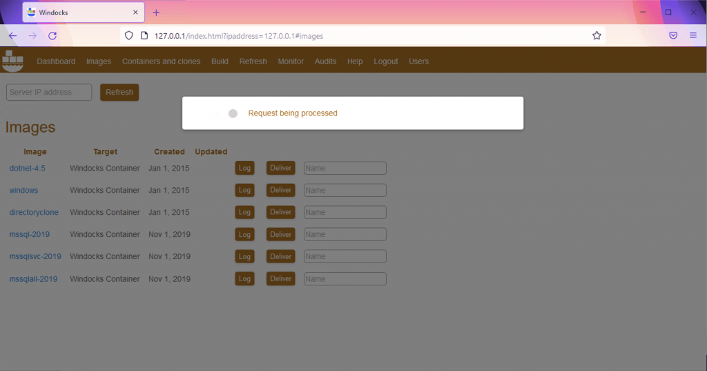 Windocks creating container